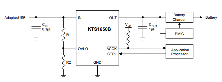 Application Circuit Diagram - Kinetic Technologies KTS1650B Power Switch IC
